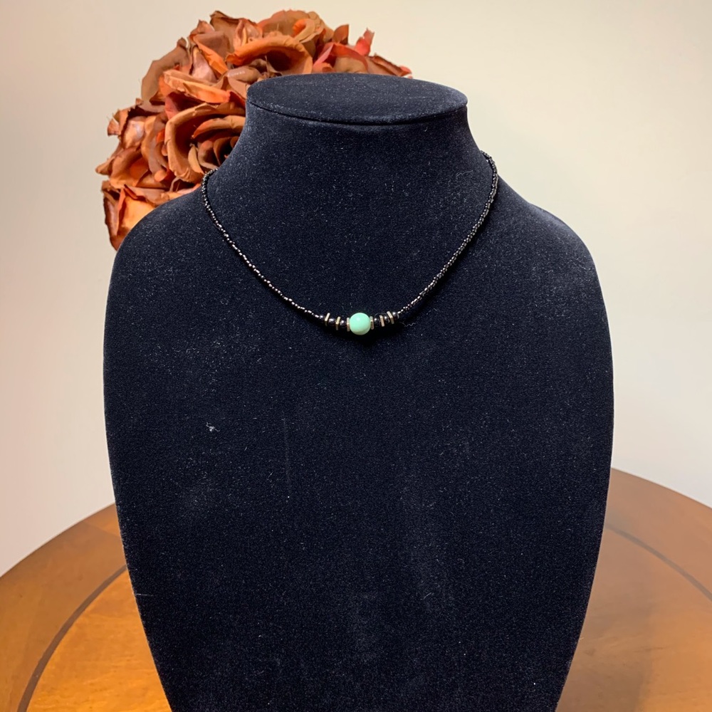 Handmade beaded black necklace